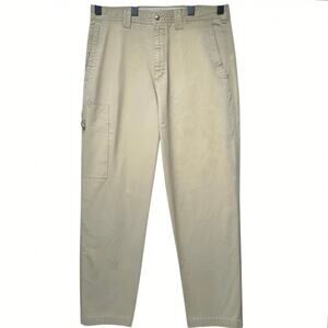 Columbia Mens Size 36x34 Khaki Outdoor Utility Pants Pockets Cargo 100% Cotton